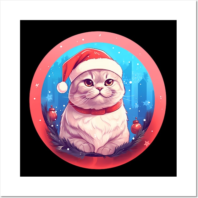 Scottish Fold Cat Xmas, Love Cats Wall Art by dukito